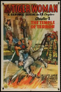 2j920 TIGER WOMAN chapter 1 1sh 1944 serial, Linda Stirling in The Temple of Terror, ultra-rare!