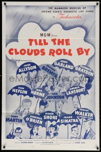 2j921 TILL THE CLOUDS ROLL BY 1sh R1962 art of 13 all-stars with umbrellas by Al Hirschfeld!