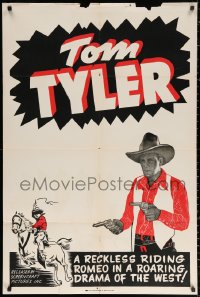 2j929 TOM TYLER 1sh 1940s a reckless riding Romeo in a roaring drama of the west!