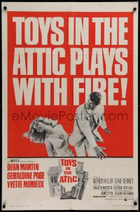 2j936 TOYS IN THE ATTIC 1sh 1963 angry Dean Martin slaps Yvette Mimieux, it plays with fire!