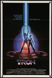 2j942 TRON 1sh 1982 Walt Disney sci-fi, Jeff Bridges in a computer, cool special effects!