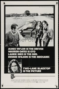 2j948 TWO-LANE BLACKTOP 1sh 1971 James Taylor is the driver, Warren Oates is GTO, Laurie Bird