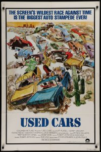 2j952 USED CARS int'l 1sh 1980 Robert Zemeckis, wacky different car race art by Sandy Kossin!