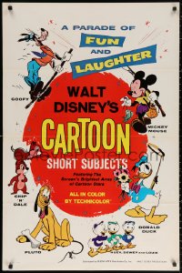 2j961 WALT DISNEY'S CARTOON SHORT SUBJECTS 1sh R1971 Goofy, Mickey, Donald Duck, Pluto, Chip & Dale!