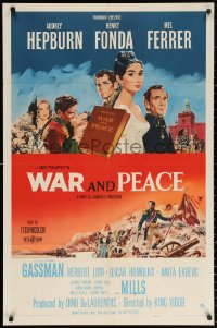 2j963 WAR & PEACE 1sh 1956 art of Audrey Hepburn, Henry Fonda & Mel Ferrer, Leo Tolstoy epic!