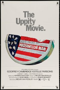 2j969 WATERMELON MAN 1sh 1970 patriotic American flag watermelon artwork, the uppity movie!