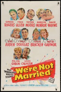 2j971 WE'RE NOT MARRIED 1sh 1952 artwork young Marilyn Monroe, Ginger Rogers & nine others!