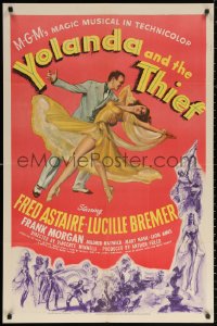2j992 YOLANDA & THE THIEF 1sh 1945 great art of Fred Astaire dancing with sexy Lucille Bremer!