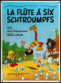 2k015 SMURFS & THE MAGIC FLUTE Belgian 1983 great cartoon art of the little blue guys!