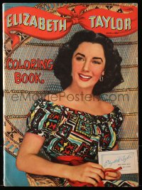 2k024 ELIZABETH TAYLOR softcover book 1950 cool coloring book with artwork by Hedwig Wylie!