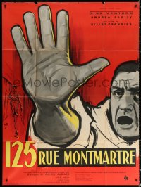 2k408 125 RUE MONTMARTRE French 1p 1959 cool close up art of detective Lino Ventura by Yves Thos!