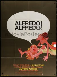 2k419 ALFREDO ALFREDO French 1p 1973 Hurel art of Dustin Hoffman & Stefania Sandrelli making love!