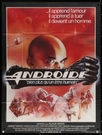 2k432 ANDROID French 1p 1982 Klaus Kinski, he learns to love & kill, cool robot art by Joann!