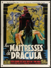 2k482 BRIDES OF DRACULA French 1p 1960 cool completely different vampire art by Joseph Koutachy!