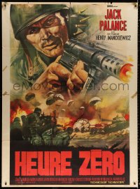 2k485 BULLET FOR ROMMEL French 1p 1970 cool art of Jack Palance with machine gun in World War II!