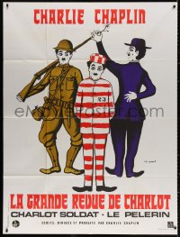 2k504 CHAPLIN REVUE French 1p R1973 Charlie comedy compilation, great art by Leo Kouper & Boumendil!