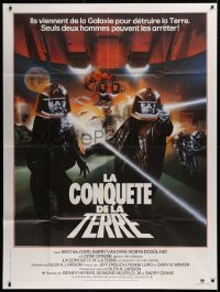 2k513 CONQUEST OF THE EARTH French 1p 1980 different art of guys fighting aliens in Hollywood!