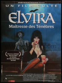 2k558 ELVIRA MISTRESS OF THE DARK French 1p 1990 sexy Cassandra Peterson with skeleton in theater!