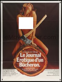 2k563 EROTIC DIARY OF A LUMBERJACK French 1p 1978 best image of naked woman on log with axe!