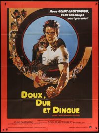 2k567 EVERY WHICH WAY BUT LOOSE French 1p 1979 Peak art of Clint Eastwood & Clyde the orangutan!