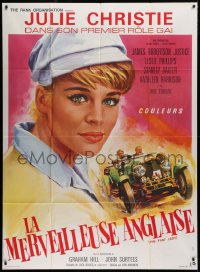 2k574 FAST LADY French 1p 1967 completely different close up art of Julie Christie + cool car!