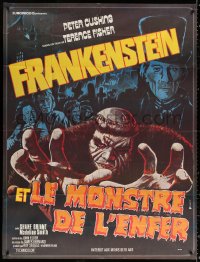 2k593 FRANKENSTEIN & THE MONSTER FROM HELL French 1p 1974 Hammer, different Faugere horror art!