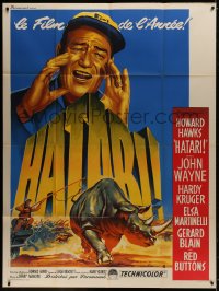 2k643 HATARI French 1p 1962 Howard Hawks, best art of John Wayne in Africa by Roger Soubie!