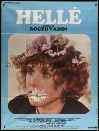 2k647 HELLE French 1p 1972 Roger Vadim, close up of Gwen Welles with flower in her mouth!