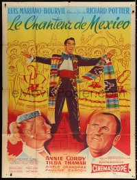 2k717 LE CHANTEUR DE MEXICO French 1p R1960s colorful art of Luis Mariano, Bourvil & Annie Cordy!