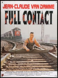 2k732 LIONHEART French 1p 1991 Jean-Claude Van Damme doing splits on train tracks, Full Contact!