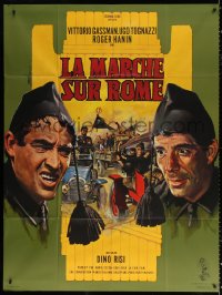 2k756 MARCH ON ROME French 1p 1962 great Jean Mascii art of Vittorio Gassman & Ugo Tognazzi!