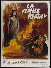 2k839 REPTILE French 1p 1967 snake woman Jacqueline Pearce, different horror art by Boris Grinsson!