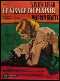2k852 ROMAN SPRING OF MRS. STONE French 1p 1962 art of Beatty about to kiss Leigh by Jean Mascii!
