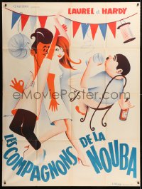 2k886 SONS OF THE DESERT white French 1p R1950s Bohle art of Laurel & Hardy drinking & dancing!