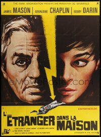 2k902 STRANGER IN THE HOUSE French 1p 1968 cool different art of James Mason & Geraldine Chaplin!