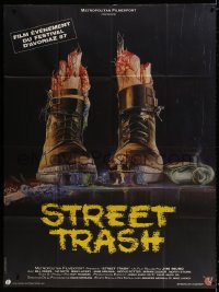 2k904 STREET TRASH French 1p 1987 completely different gruesome artwork of severed feet in boots!