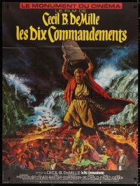 2k920 TEN COMMANDMENTS French 1p R1970s Cecil B. DeMille classic, art of Charlton Heston w/tablets!