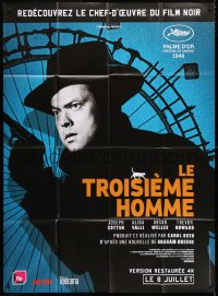 2k927 THIRD MAN advance French 1p R2015 different c/u of Orson Welles with gun by Ferris wheel, classic!