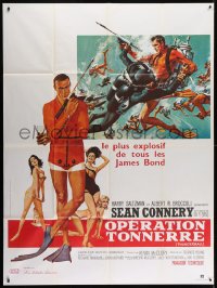 2k932 THUNDERBALL French 1p R1980s art of Sean Connery as James Bond 007 by McGinnis and McCarthy!