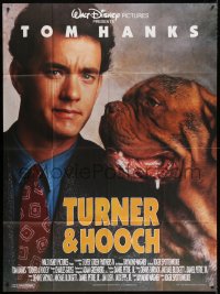 2k949 TURNER & HOOCH French 1p 1989 great image of Tom Hanks and his huge grungy dog!