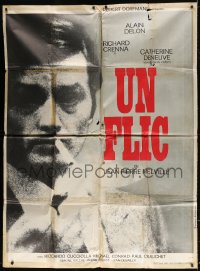 2k954 UN FLIC French 1p 1972 Jean-Pierre Melville's Un Flic, close up of smoking Alain Delon!