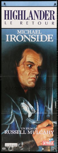 2k399 HIGHLANDER 2 French door panel 1991 close up of immortal Michael Ironside with sword!!