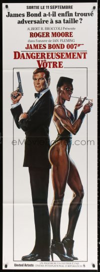 2k406 VIEW TO A KILL French door panel 1985 Goozee art of Roger Moore as James Bond & Grace Jones!
