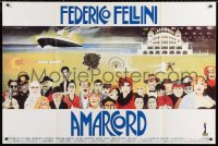 2k383 AMARCORD French 32x47 R1990s Federico Fellini classic comedy, art by Giuliano Geleng!