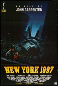 2k388 ESCAPE FROM NEW YORK French 31x46 R1997 Carpenter, Jackson art of decapitated Lady Liberty!