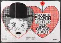2k041 CITY LIGHTS German 33x47 R1970 Charlie Chaplin as the Tramp, boxing comedy, Astrid Herm art!