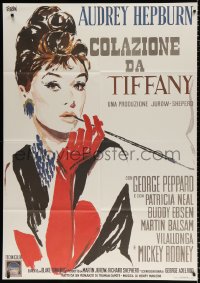 2k272 BREAKFAST AT TIFFANY'S 39x55 Italian commercial 2000s Brini art of Hepburn from original 2p!
