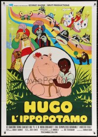 2k305 HUGO THE HIPPO Italian 1p 1975 cool phantasmagorical Hungarian animated cartoon, rare!