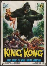 2k309 KING KONG Italian 1p R1973 different Casaro art of the giant ape carrying sexy Fay Wray!