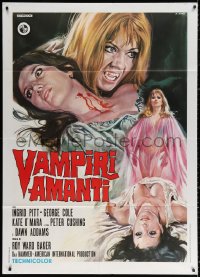 2k364 VAMPIRE LOVERS Italian 1p 1972 best different art of sexy blood-nymphs by Renato Casaro!